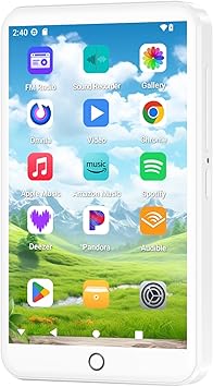 Android 13 MP3 Player with Bluetooth and WiFi, MP3 MP4 Player with 4" Touchscreen and Speaker, 3GB RAM & 32GB ROM, Spotify Music Player with Audible, Amazon Music, Play Store White