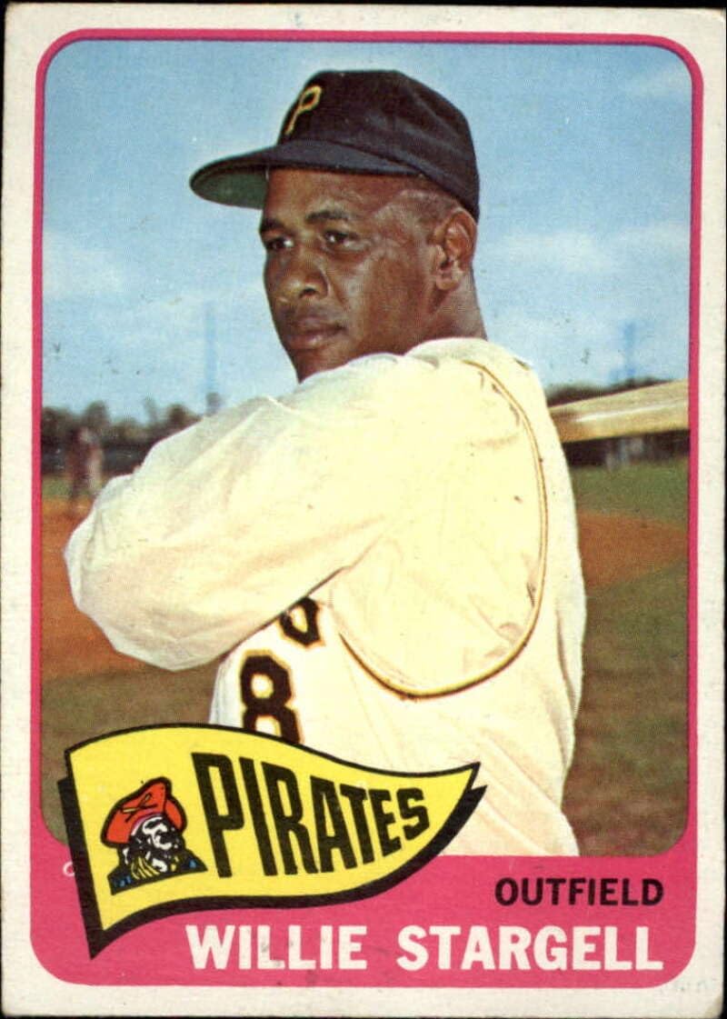 1965 Topps 5th Series Baseball #377 Willie Stargell Pittsburgh Pirates Set Break #1 (Scan Shows Actual Front and Back of Trading Card)