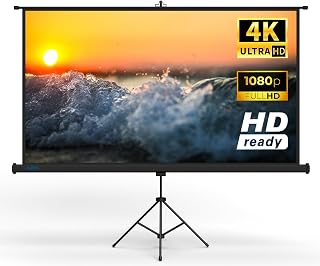 84 Inch Tripod Projector Screen, 2K/8K Ultra HD 16:9 Outdoor/indoor Projector Screen with Front Projections | Perfect for Home Theatre, Travel, Classrooms, Offices