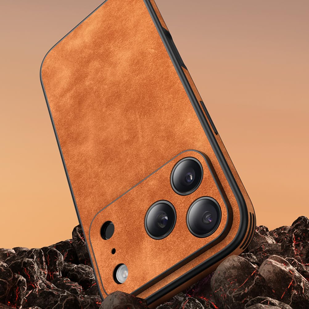 Dünne Hülle Für iPhone 17 Pro Max/17 Pro/Air/17, Mattes Veganes Leder Stoßschutz Handyhüllen Weichem Silikonrand rutschfeste Schutzhülle,Schwarz,17 Pro