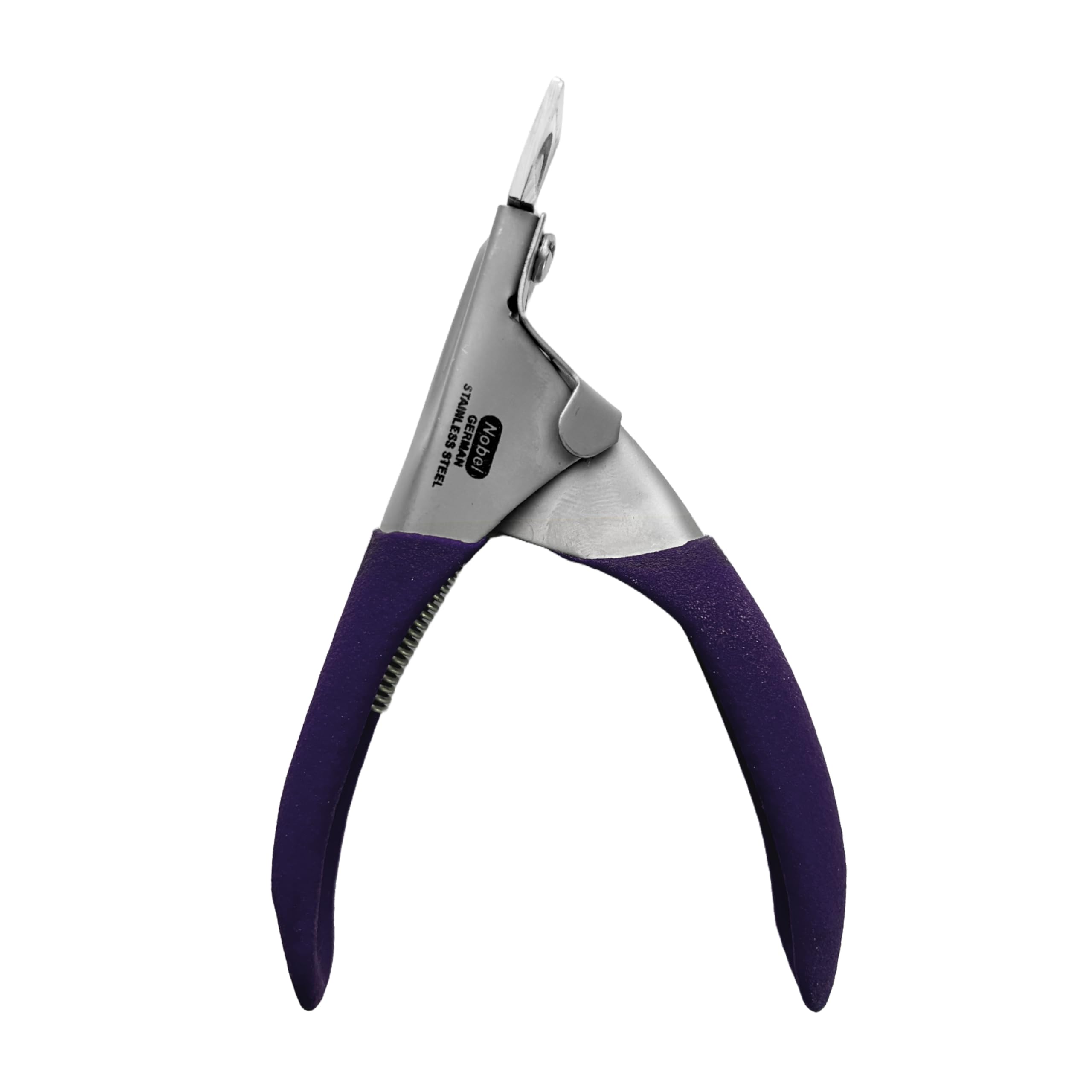 Nobelcrafts - Acrylic Grip Edge Cutter - Professional Stainless Steel False Nail and Tip Cutter with Mult-Cut Options and Comfortable Grip (Violet)