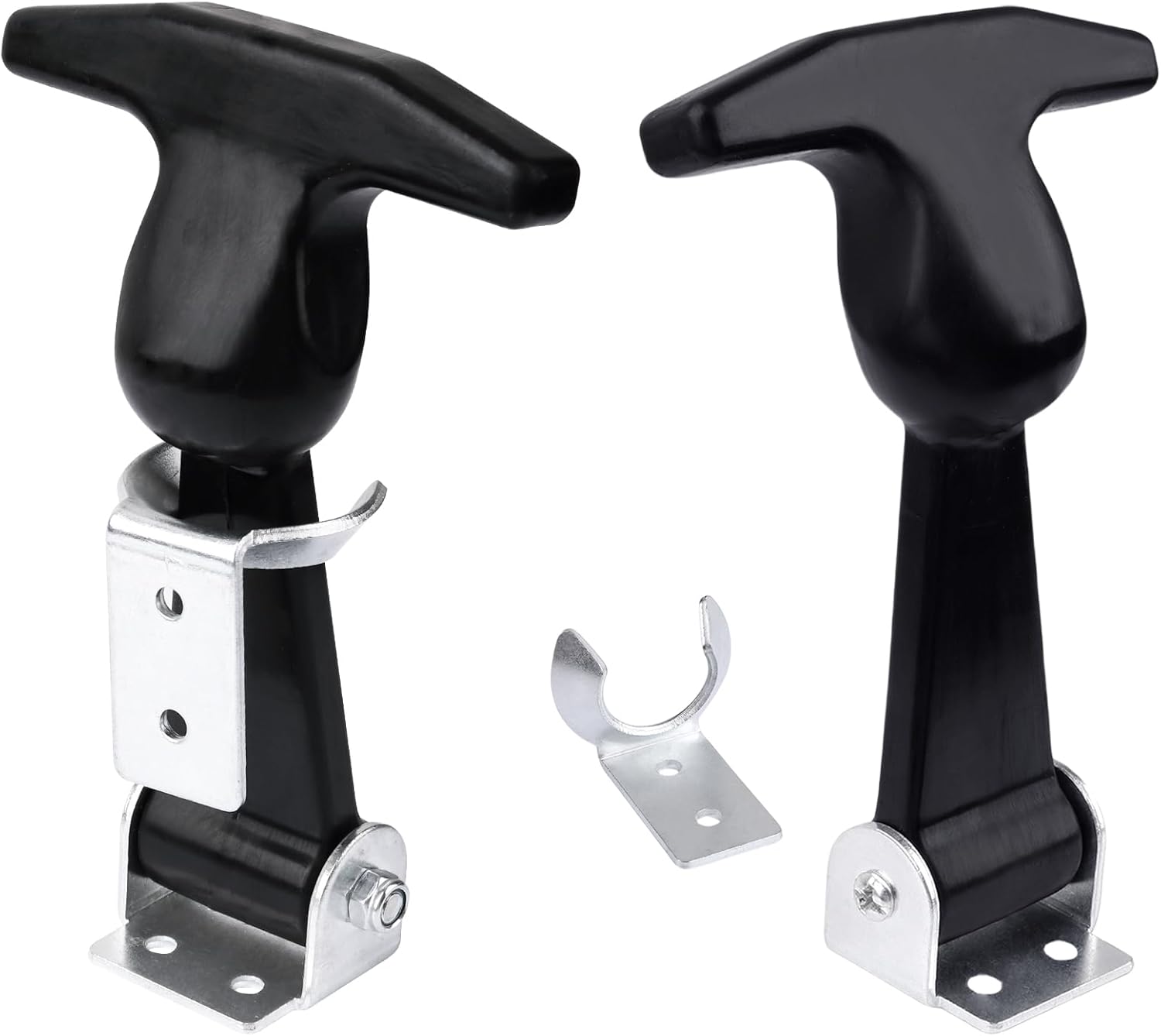 Elastic Stainless Steel Rubber Hood Catch - Flexible T-Handle Hasp Rubber Flexible Draw Latches with Brackets for Toolboxes, Coolers, Vehicle Engines, Hoods, RVs, ATVs, and DIY Needs (2 Pcs)