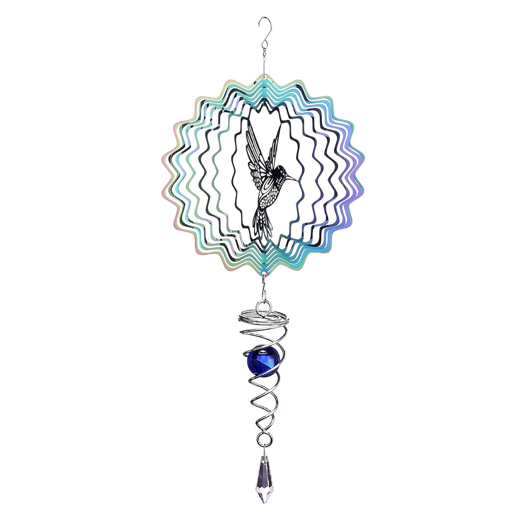 Giradores de Viento de 6 Pulgadas para hilanderos de Viento Colgantes de jardín Metal Chimes 3D con Cola Espiral de Bola para decoración de Arte de jardín al Aire Libre colibrí.