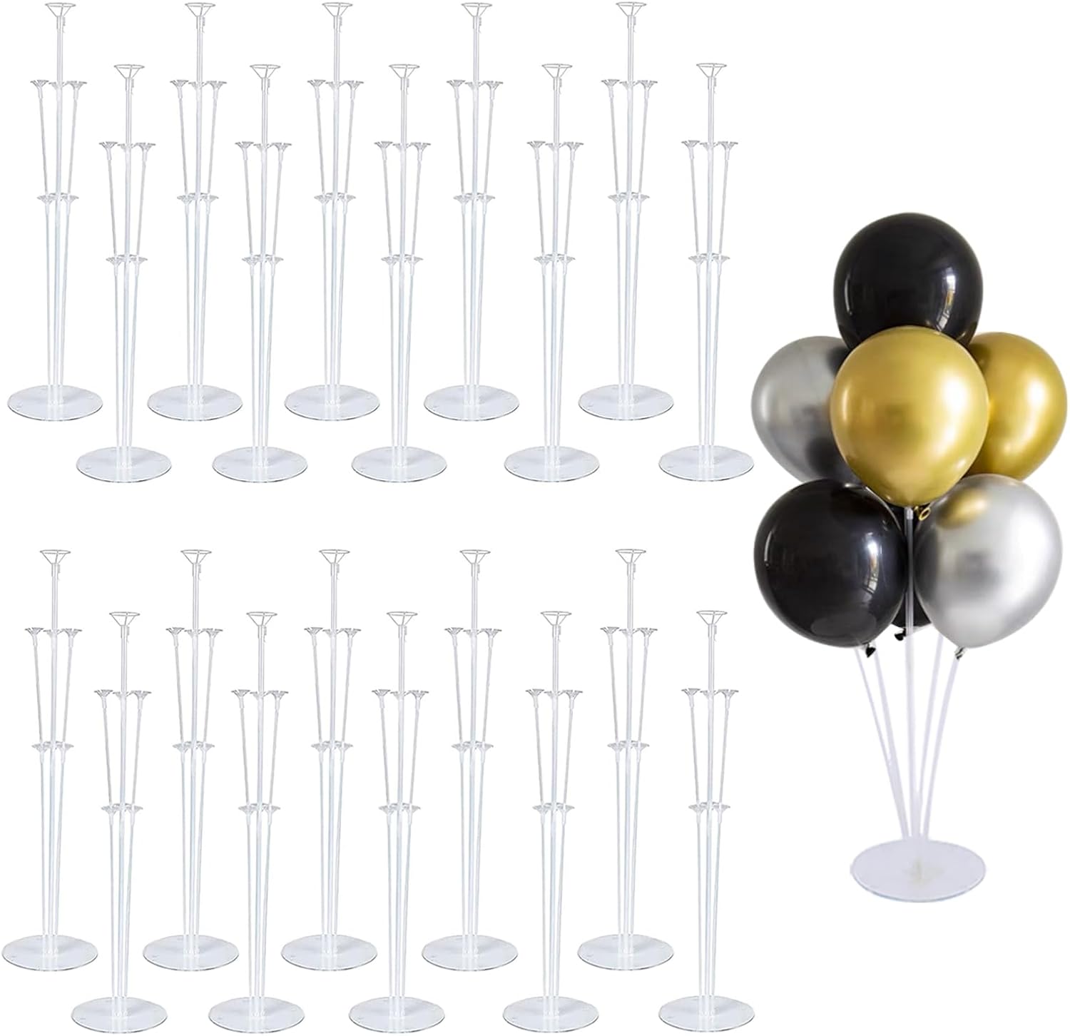 Balloon Stand Kit For Table - 20 Sets Balloon Sticks with Base For Birthday Graduation Party Decorations