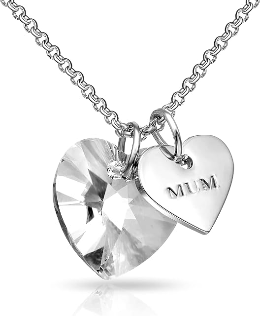 Philip Jones Mum Heart Necklace Created with Zircondia® Crystals