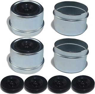 4PCS 1.98" Trailer Hub Dsut Cap,Trailer Axle Wheel Bearing Dust Cap Cup Grease Cover with 4 Rubber Plugs,Hub Dust Caps for Most 2000 to 3500 Pound Axles Dexter EZ Lube Trailer Camper RV