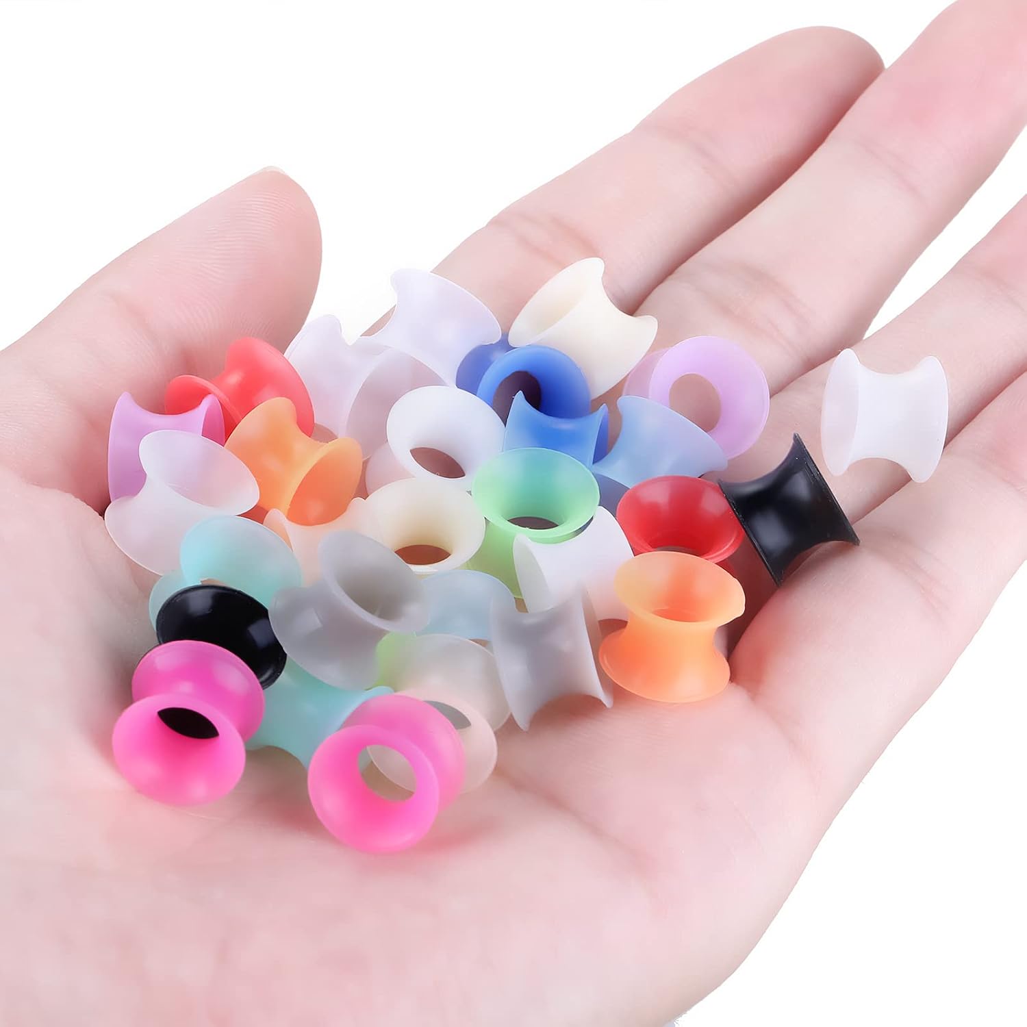 Xpircn 30Pcs Silicone Ear Gauges Flexible Ear Tunnels Plugs Stretchers Expander Double Flared Flesh Ear Piercing Jewelry for Women Men