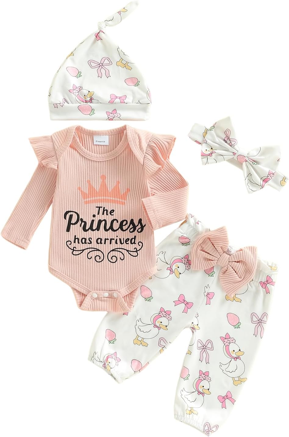 Newborn Baby Girl Fall Winter Outfit Princess Long Sleeve Romper Pant Cute Hat Preemie Coming Home Outfit Clothes