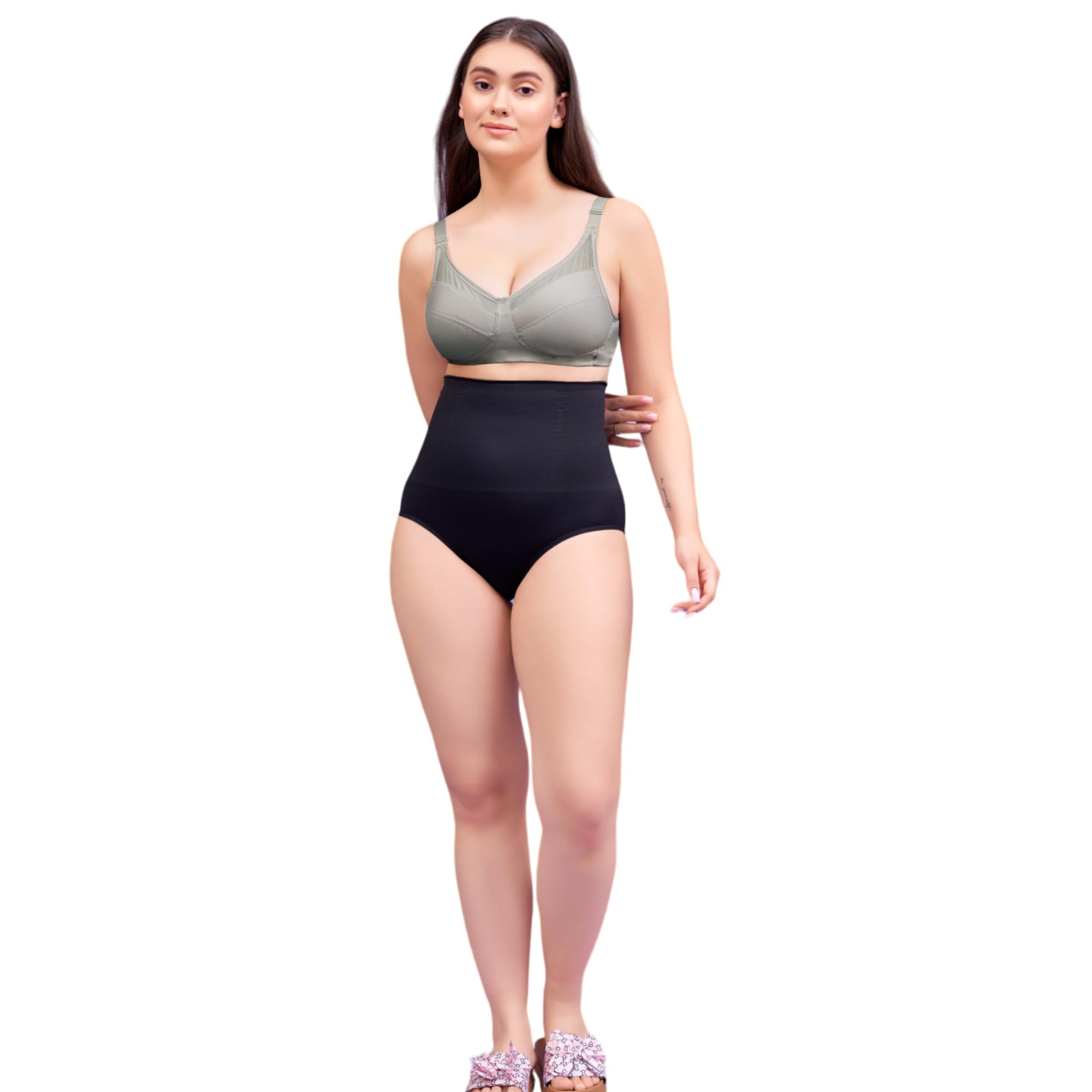 trylo Cotton Blend Riza High Waist With Anti Rolling Strips Shapewear For Women's,Tummy Shaper Comfortable Light-Weight Panty Shapewear-picture-29