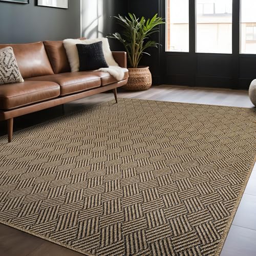 Luul Home Easy Jute Rugs 4x6 Herringbone Natural Color Living Room Indoor Outdoor Area Rug for Patio and Kitchen Rug High Traffic Washable Easy to Clean Solid Boho Woven Design Carpet (4 x 6)