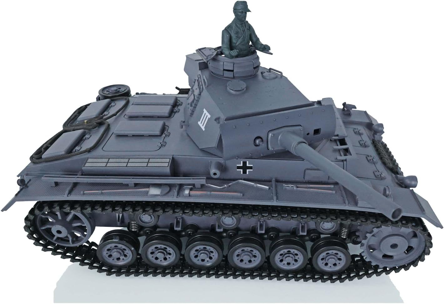 2.4G Heng Long RC Tank 1/16 Scale 7.0 Plastic German Panzer Iii L RTR RC Tank Model 3848 340° Rotating Turret Infrared Combat Smoke Unit BB Pellets BB Shooting Airsoft Tank
