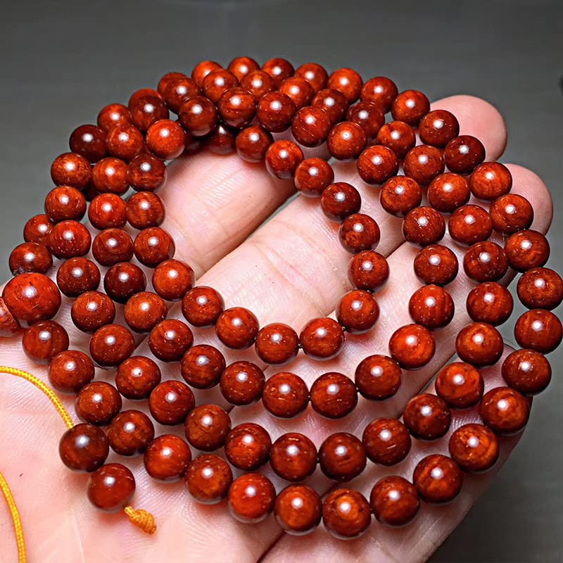 Amazon.com: 小叶紫檀招财金蟾0.6 * 108颗鸡血红佛珠手串手链文