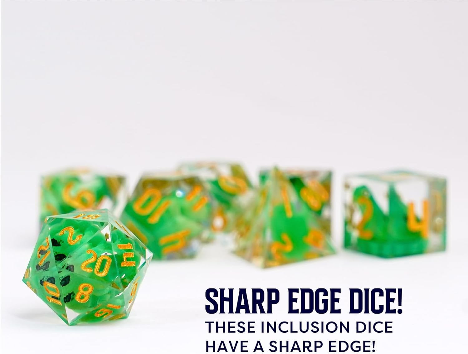 FanRoll Sharp Edge Resin DND Dice Set: Frog Dice, Role Playing Game Dice for Dungeons and Dragons