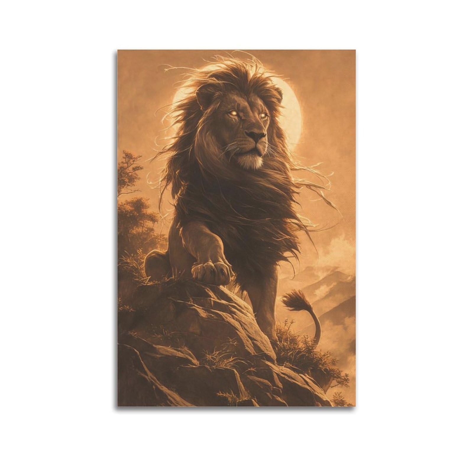 JTLFXY Animal Poster The Lion's Gaze Poster Decorative Painting Canvas Wall Posters And Art Picture Print Modern Family Bedroom Decor Posters 20x30inch(50x75cm)