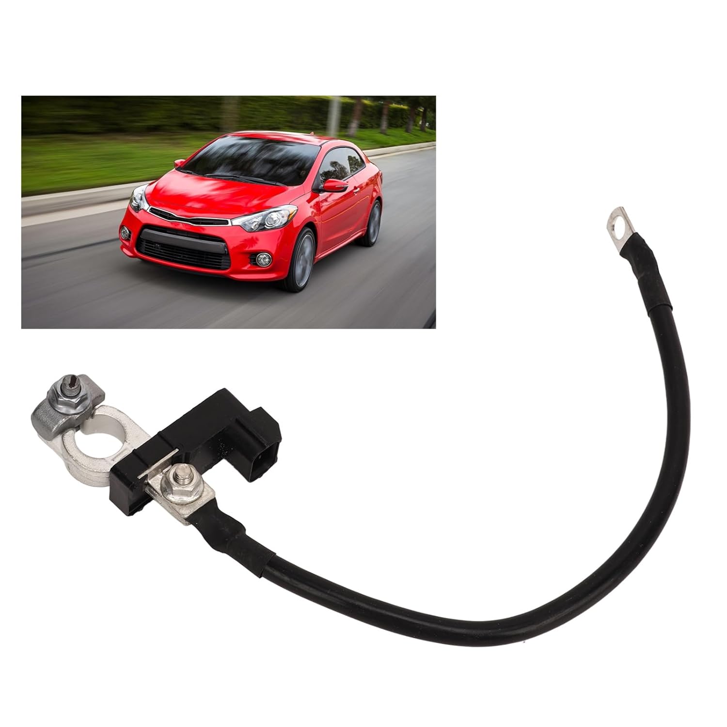 Negative Battery Cable Assembly with Sensor – Replacement for Kia Forte, Forte5, Forte Koup (37180 Compatible) – Direct Fit Negative Ground Cable with OEM-Spec Sensor