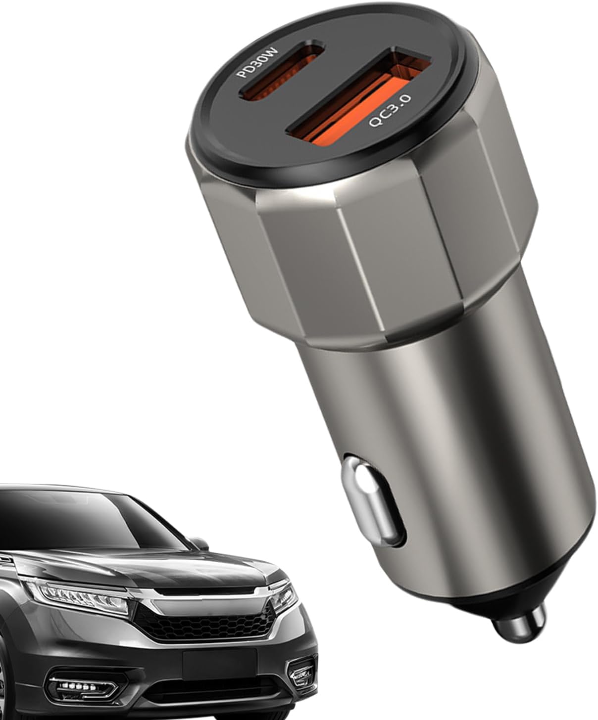 Caricabatteria da auto a doppia porta PD 30 W QC3.0 USB di tipo C, caricabatterie da auto | per smartphone, tablet, camion, veicoli, interni di casa, donne e uomini