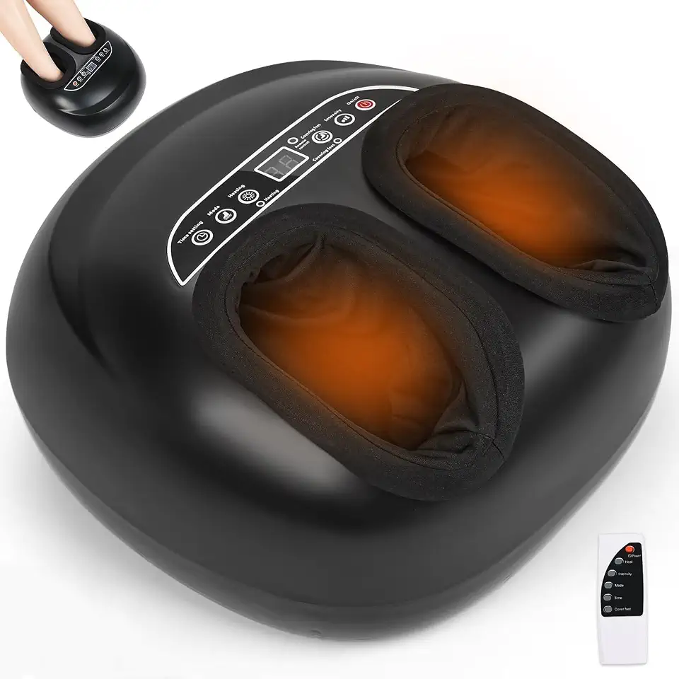 Máquina de Massageador de Pés com Calor, Massageador de Pés Shiatsu com Aquecimento e Controle Remoto, Massageador Profundo de Amassamento, Máquina de Massagem de Pés, 5 Níveis de Intensidade