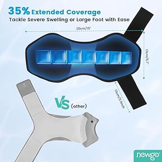 NEWGO Ankle Ice Pack Wrap Upgraded Gel Ice Pack for Ankle Pain Relief with 2 Hours Long Lasting Cold Retention for Athletes, Chronic Pain Sufferers, Flexible Fit, Leakproof & Reusable