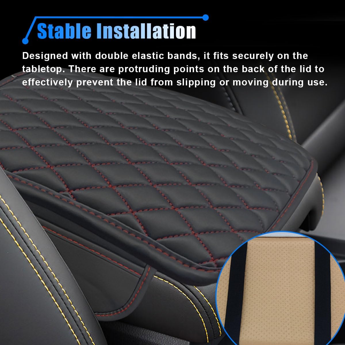 Car Center Console Cover, Car Armrest Cover Cushion, Leather Support Pad with 2 Storage Bags, Universal Interior Decorative Accessory for Most Vehicles, SUVs, Trucks, RVs (Red) image 5