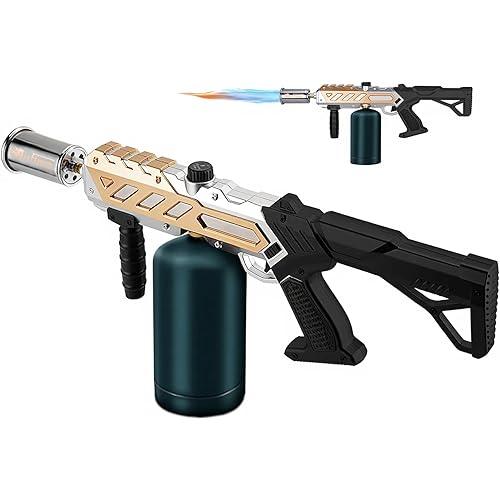 Powerful Propane Torch Gun, Kitchen Grill Torch with Detachable Design, Adjustable Flamethrower Torch Burner for Searing Steak, BBQ, Welding, Camping Charcoal Lighter(Tank Not Included)
