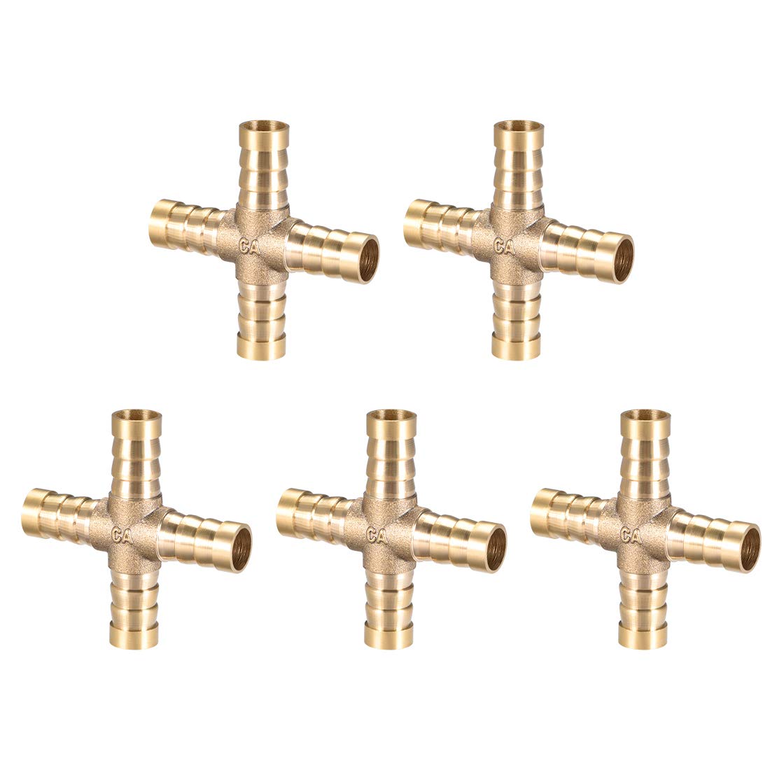 Connecteur de tuyau 4 voies en laiton uxcell de 25/64" pour une plomberie durable