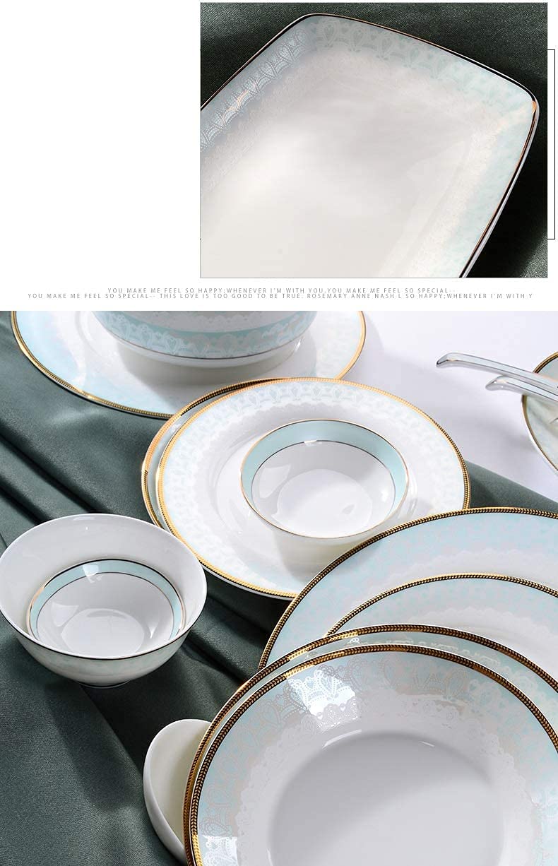 Juego de vajilla para el hogar o restaurante especial, servicio de vajilla premium de 50 piezas para 10 platos de cena elegantes, platos de sopa, platos planos, tazas de té, platillos