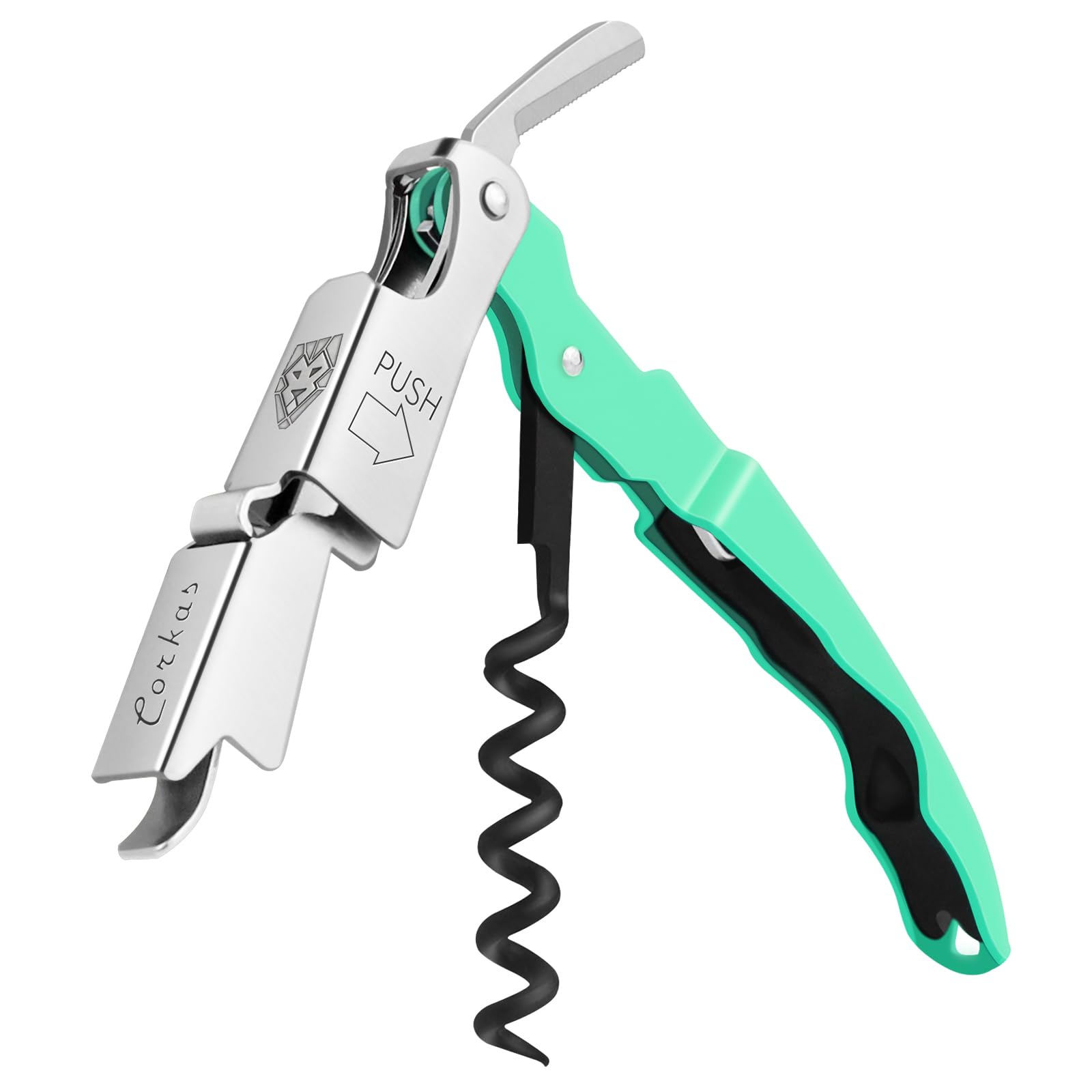 Cavatappi Professionale CORKAS Per Vino - A Leva, Con Coltello E Apribirille, Manico In Legno - Foto 10