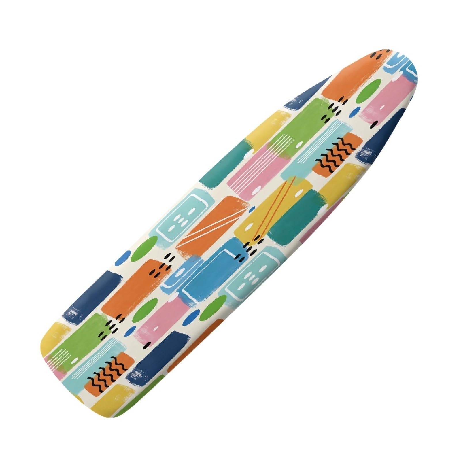 Ironing Board Covers 135 x 45 Orange Blue Geometry Bungee Elasticated with Padding, Resists Scorching and Easy Fit Mini & Portable Ironing Boards Cover