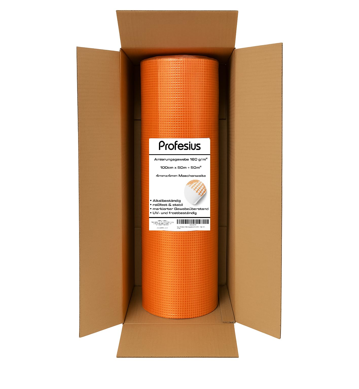 Armierungsgewebe 1m x 50m - 160g / m² - orange, Glasfaser Gewebe für Putz, Fassade & Wärmedämmung – reißfest & alkaliresistent