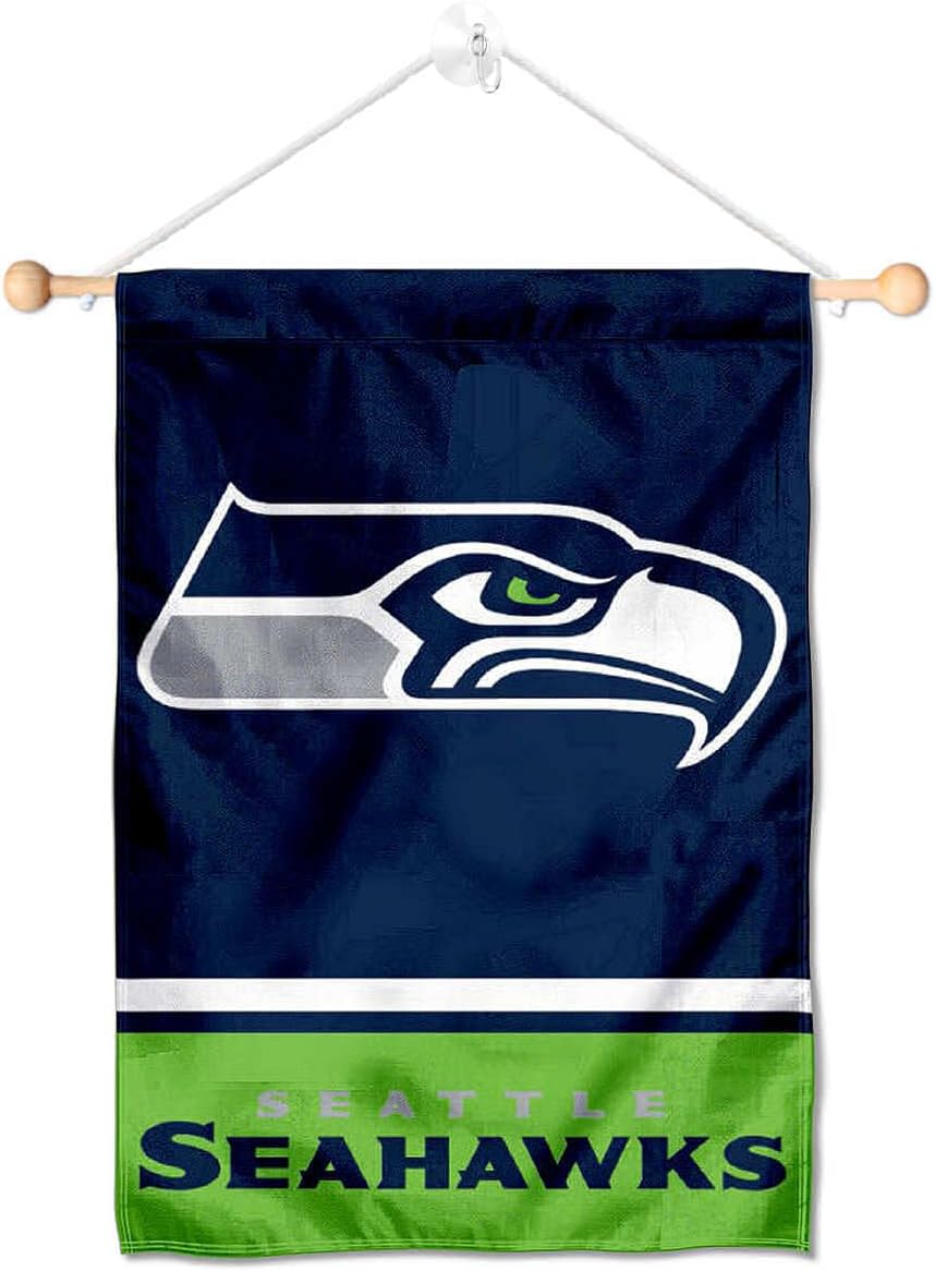 Seattle Seahawks Banner Window Wall Hanging Flag with Suction Cup