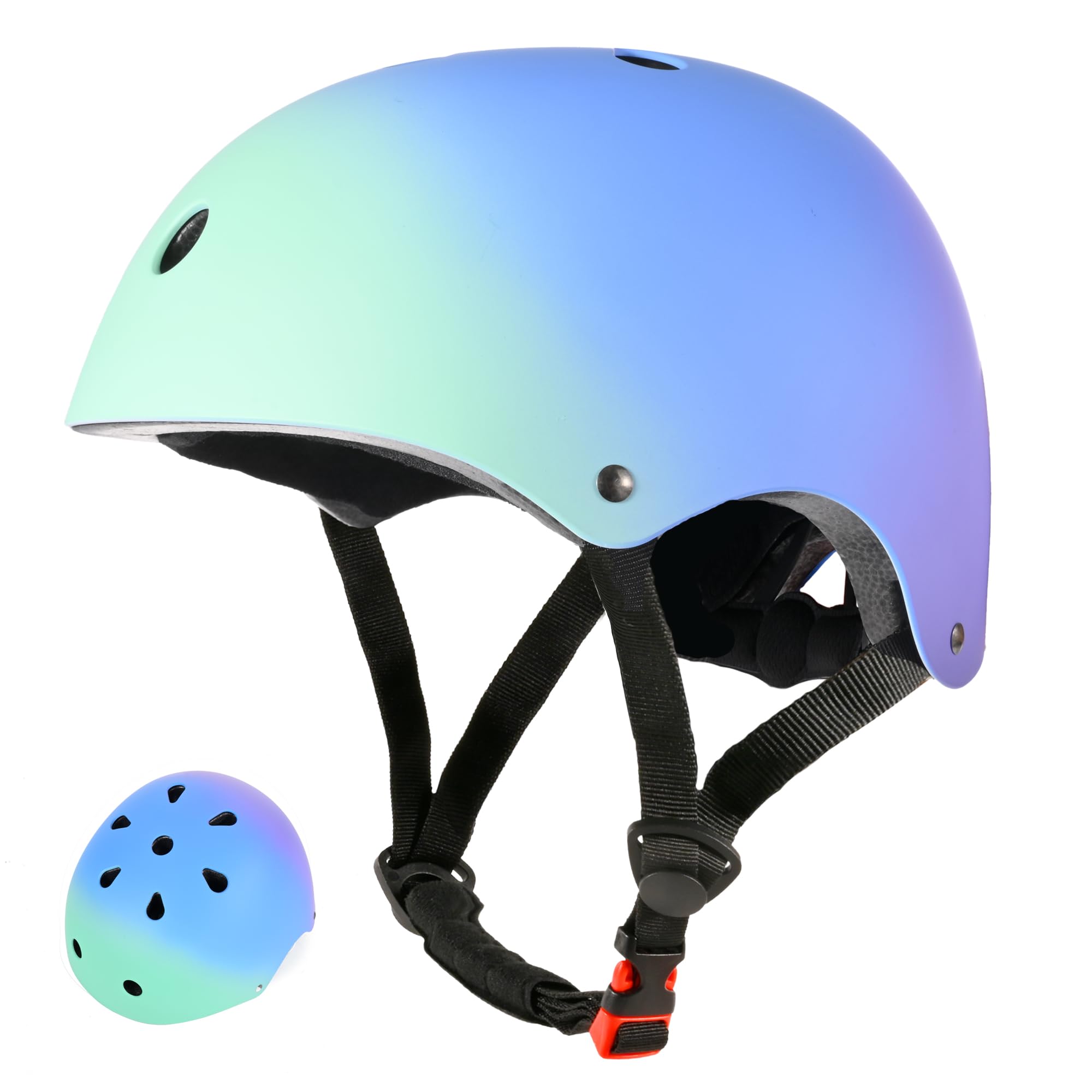 Casque de vélo et de planche à roulettes pour enfants avec dégradé de couleur pour filles, garçons, tout-petits, casque réglable pour multi-sports, cyclisme, patinage, scooter, équilibre