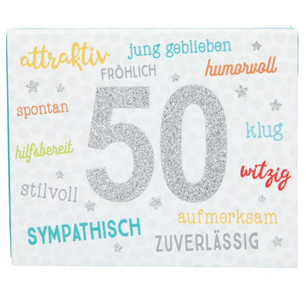 WISSCHERFILLER Soundboxes Number Birthday Pack of 50 Fun, Reliable, spontaneous, Smart for 50th Birthday