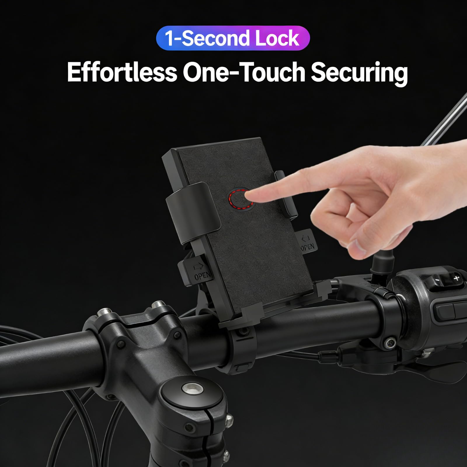 Support de téléphone universel pour moto et vélo, réglable pour vélo, scooter, VTT, vélo électrique, moto tout-terrain, verrouillage/libération rapide, rotation à 360°, amortisseur de