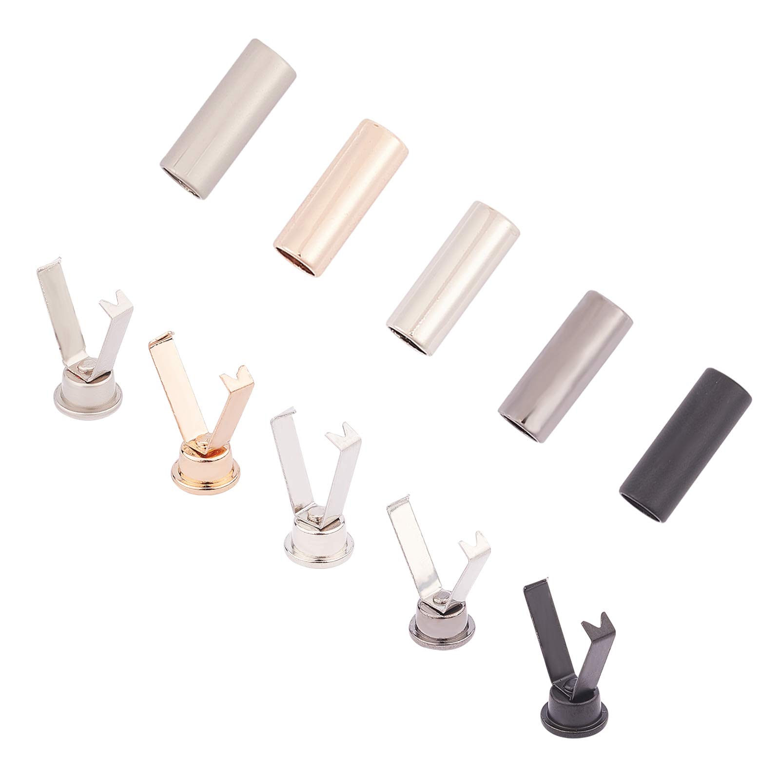 PH PandaHall 30 Sets 5 Colours Shoelace Tips Aglets for Shoelaces Alloy Shoelace Ends Lace Tips Metal Aglet Replacement Tips Shoe String Tips for DIY Repairing Sneakers, Hoodies, Bungee Cords, Laces