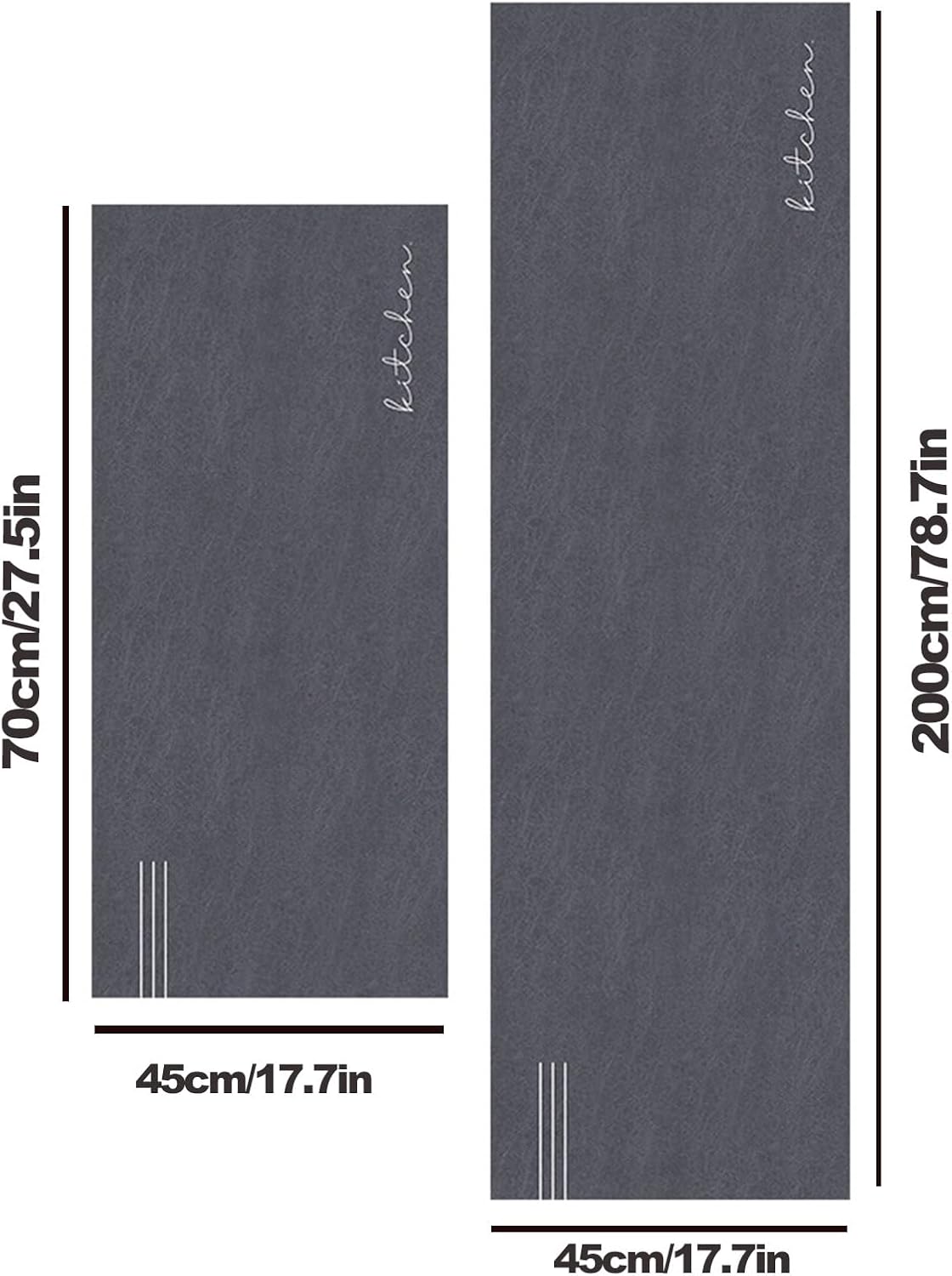DELURA Kitchen Rug [2 PCS] Scrubbable Mat Super Absorbent Soft Standing Mat for Home, Office, Sink (Size : 45 * 70cm+45 * 200cm)