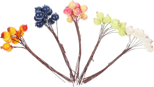 5pcs Realistic Pomegranate Berry Stems Artificial Stems Home Event Decorations