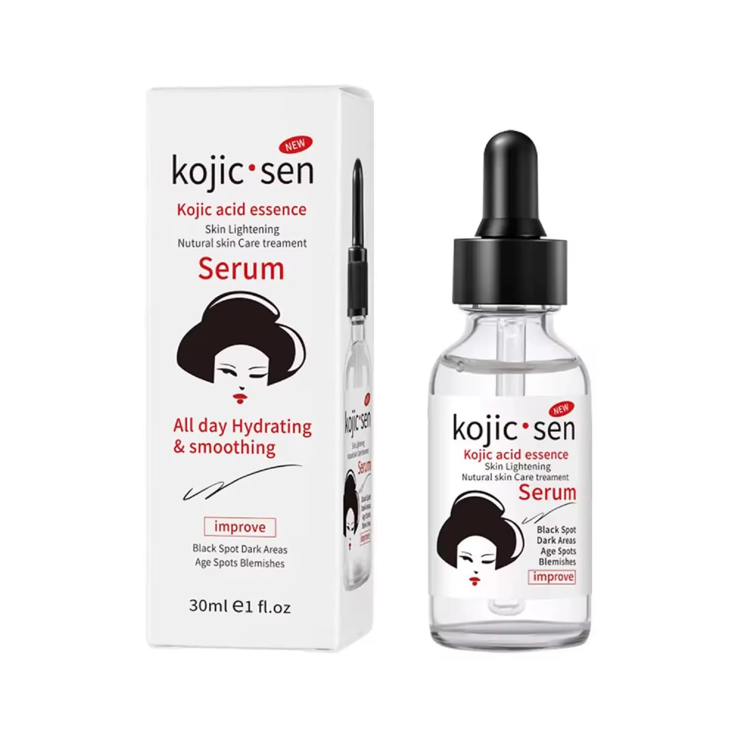 Kojic Acid Serum for Radiant Complexion – Hydrating Facial Essence with Ceramide and Hyaluronic Acid – Reduces Dark Spots and Blemishes – 30ml Kojic Acid Serum for Radiant Complexion – Hydrating Facial Essence with Ceramide and Hyaluronic Acid – Reduces Dark Spots and Blemishes – 30ml