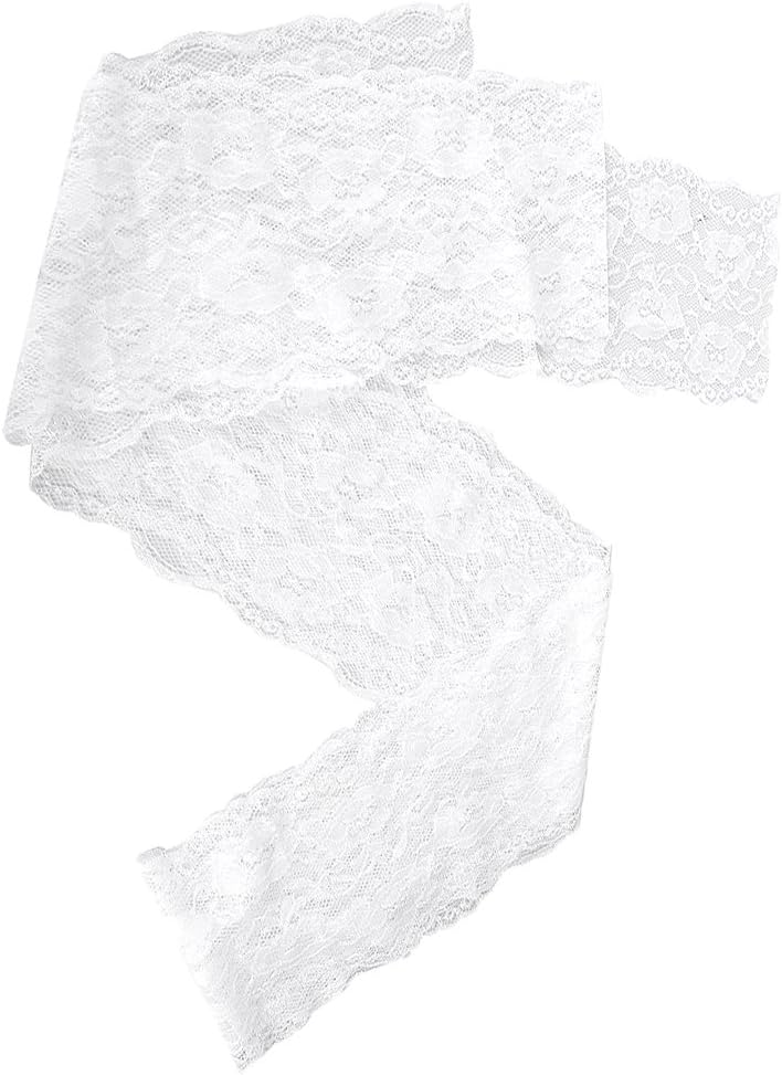 Imported 5 Yard 15cm Wide White Floral Stretch Lace Trim DIY Sewing Applique