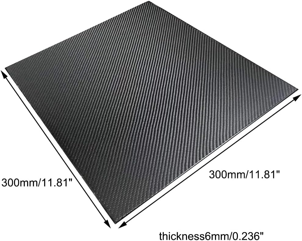 Carbon Fiber Laminate Sheet Composite Material Twill Matte300mm×300mmthickness6mm7mm8mm9mm10mm12mm15mm20mm,6mm*300mm*300mm
