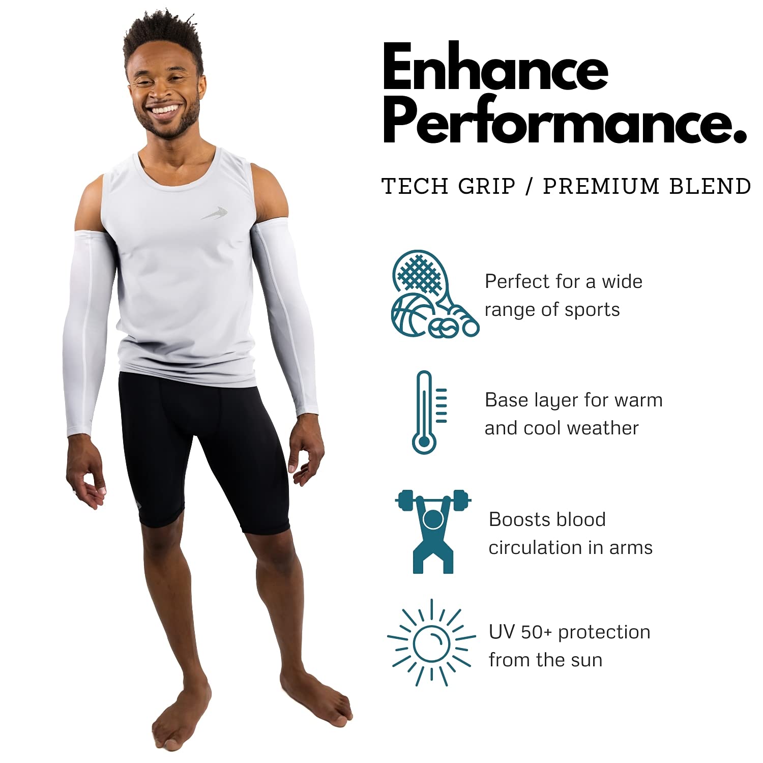CompressionZ Camisa de compresión sin mangas para hombre - Base Layer White, XL