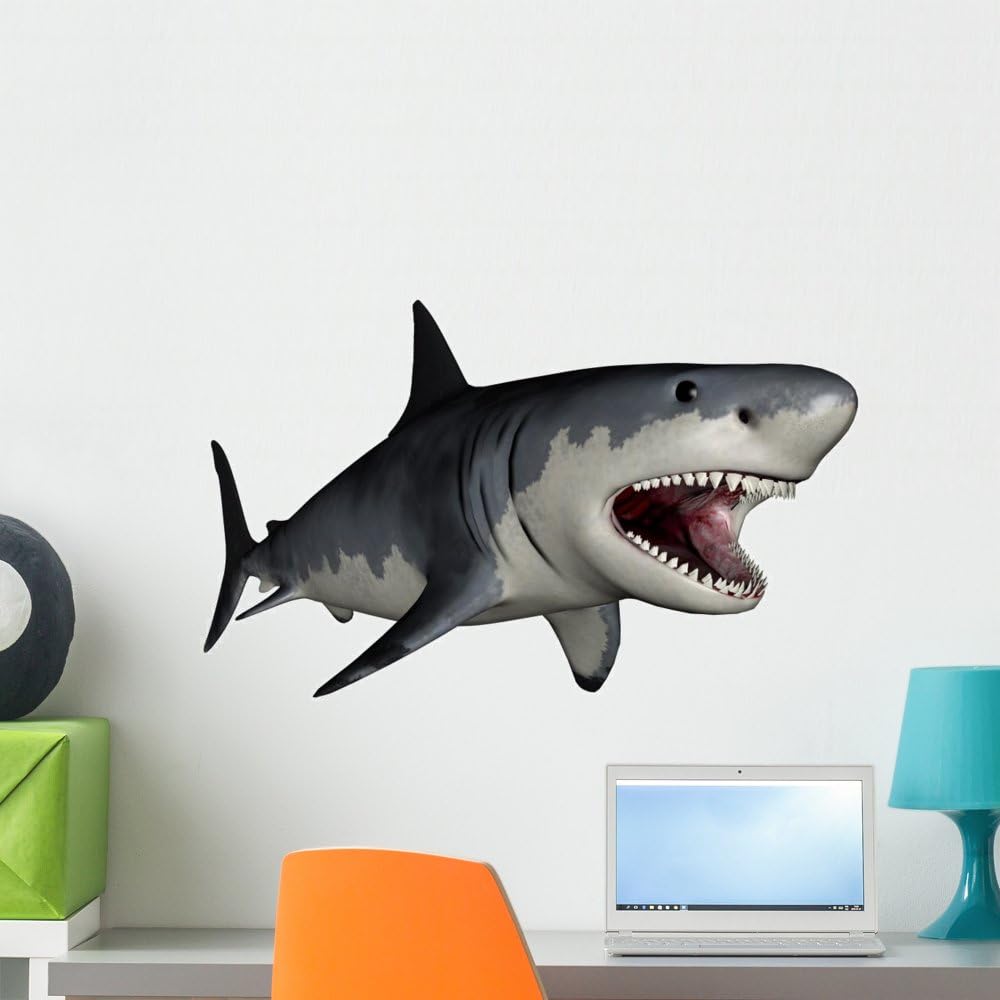 Megalodon Dinosaur Shark Wall Decal Wallmonkeys Peel and Stick Decals for Boys (24 in W x 19 in H) WM34802