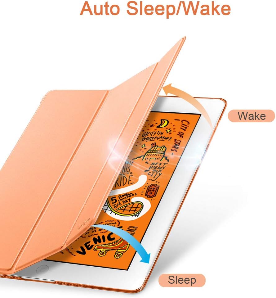 ESR for iPad Mini 5 Case 7.9" 2019 [A2133/A2124/A2126/A2125], Yippee Trifold Smart Case Auto Sleep/Wake, Lightweight Stand Case Hard Back Cover for iPad Mini 5th Gen, Papaya