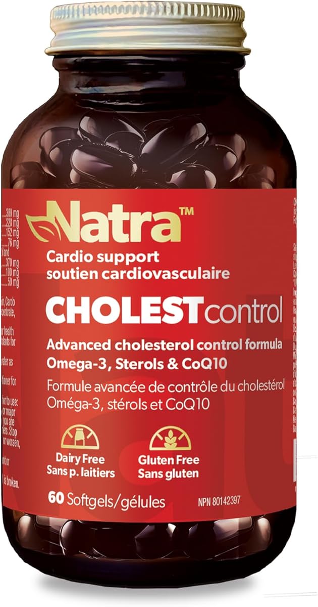 Natra Natra CHOLEST control - Helps Lower LDL Cholesterol | Heart Health Support - Plant Sterols, Red Yeast Rice, CoQ10 & Omega-3 Fish Oil - 60 Softgels | NPN 80128240