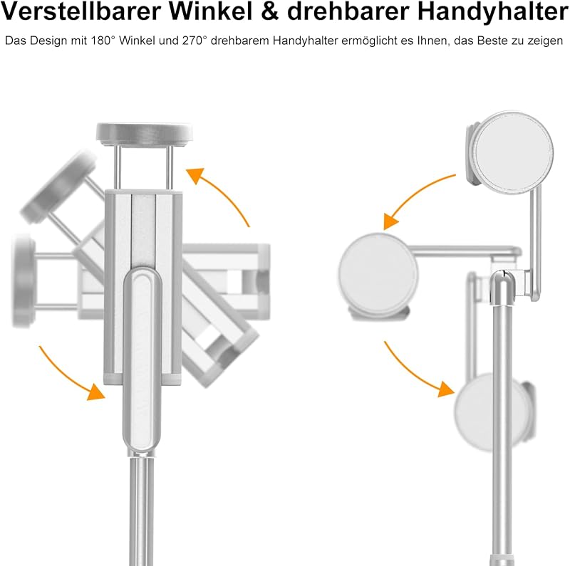 Selfie stick cu trepied ATUMTEK Bluetooth pentru smartphone, alb, cu telecomandă wireless