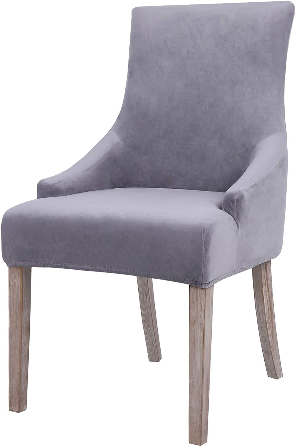 smiry Velvet Tufted Dining Chair Covers, Stretch Fit Wingback Side Chair Slipcovers, Removable Washable Soft Spandex Chair Protector Cover, Grey
