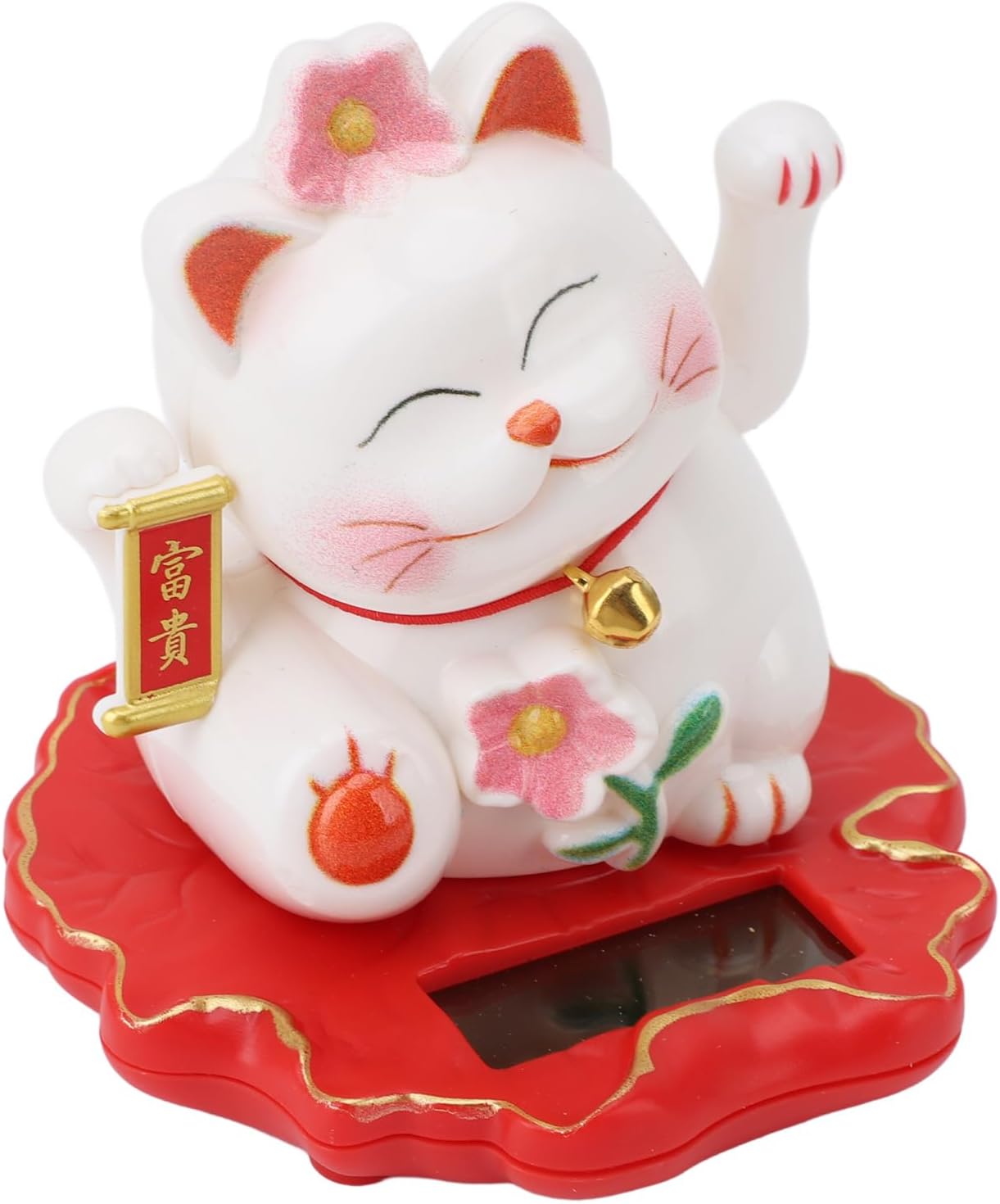 Dpofirs Solar Lucky Cat, Solar Fortune Cat with Waving Arm Motion, Solar Powered Waving Cat for Home Office Car Dashboard Decor