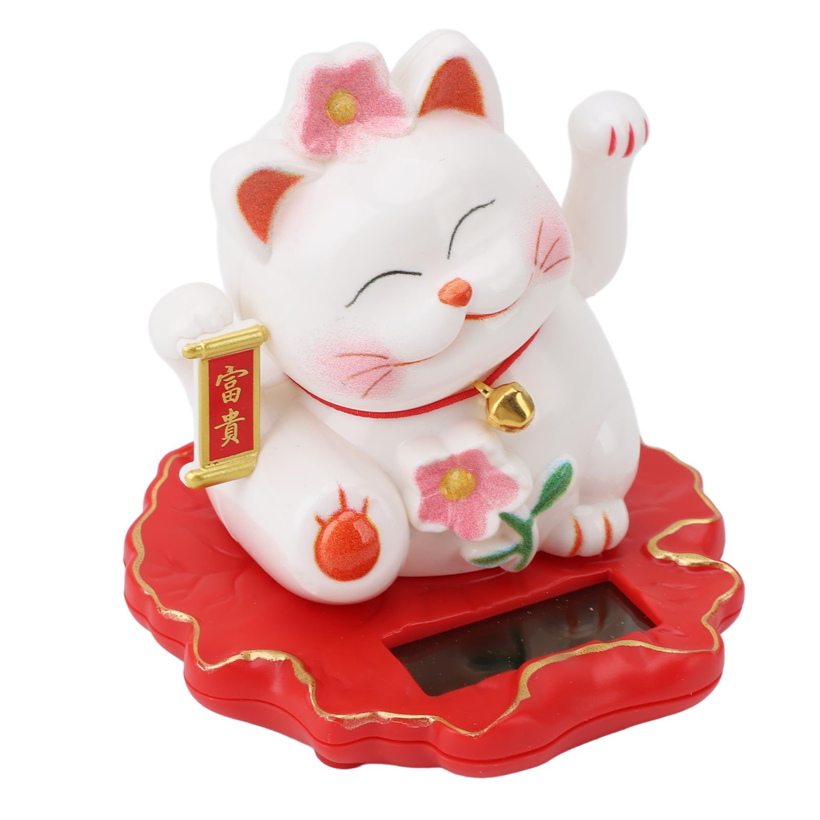 Solar Fortune Cat Vivid Lovely Chinese Cat Solar Powered Waving Arm Lucky Cat Ideal for Home Office and Car Dashboard Decor 2314A Brings Charm and Positive Energy to Any Space