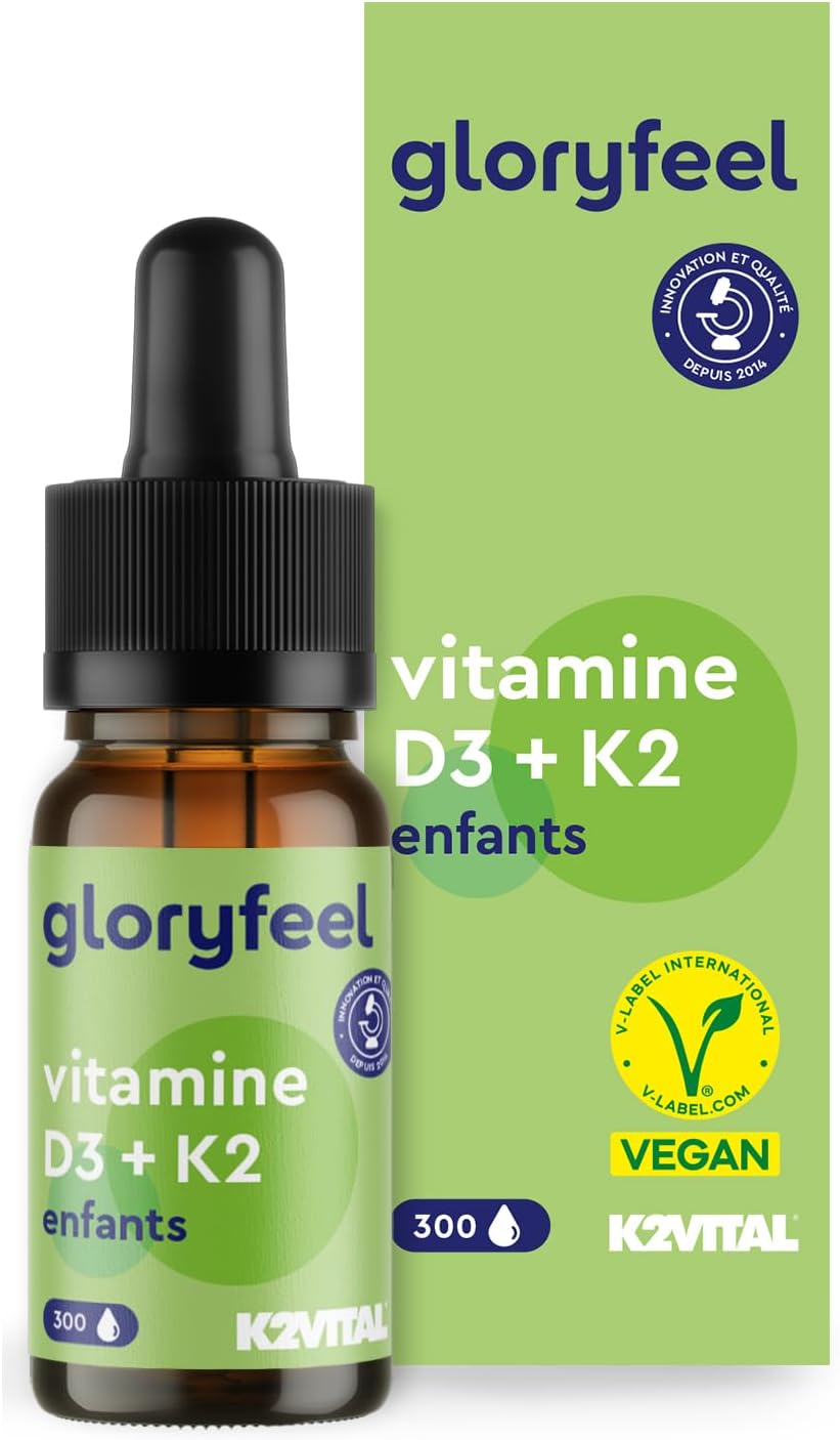 Vitamin D3+K2 Drops for Children from 4 Years, 10 Months Supply, Vitamin D 500 IU Liquid Form & 25µg Vitamin K, No Additives, Lab Tested, 100% Natural