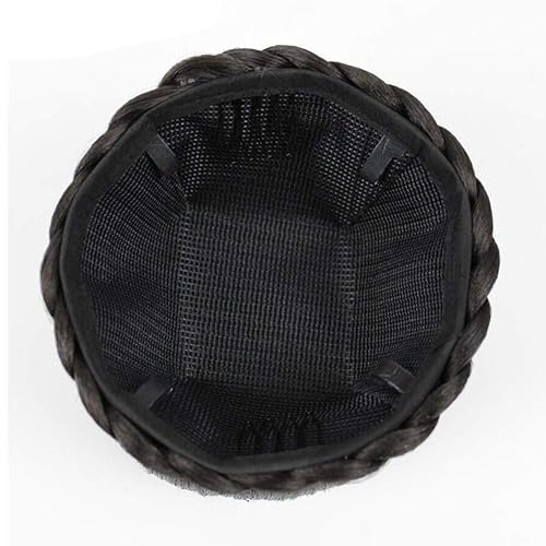 Miniatura 4 de Broche redondo trenzado para moños en la parte superior para mujer, color marrón oscuro (poco rojizo)