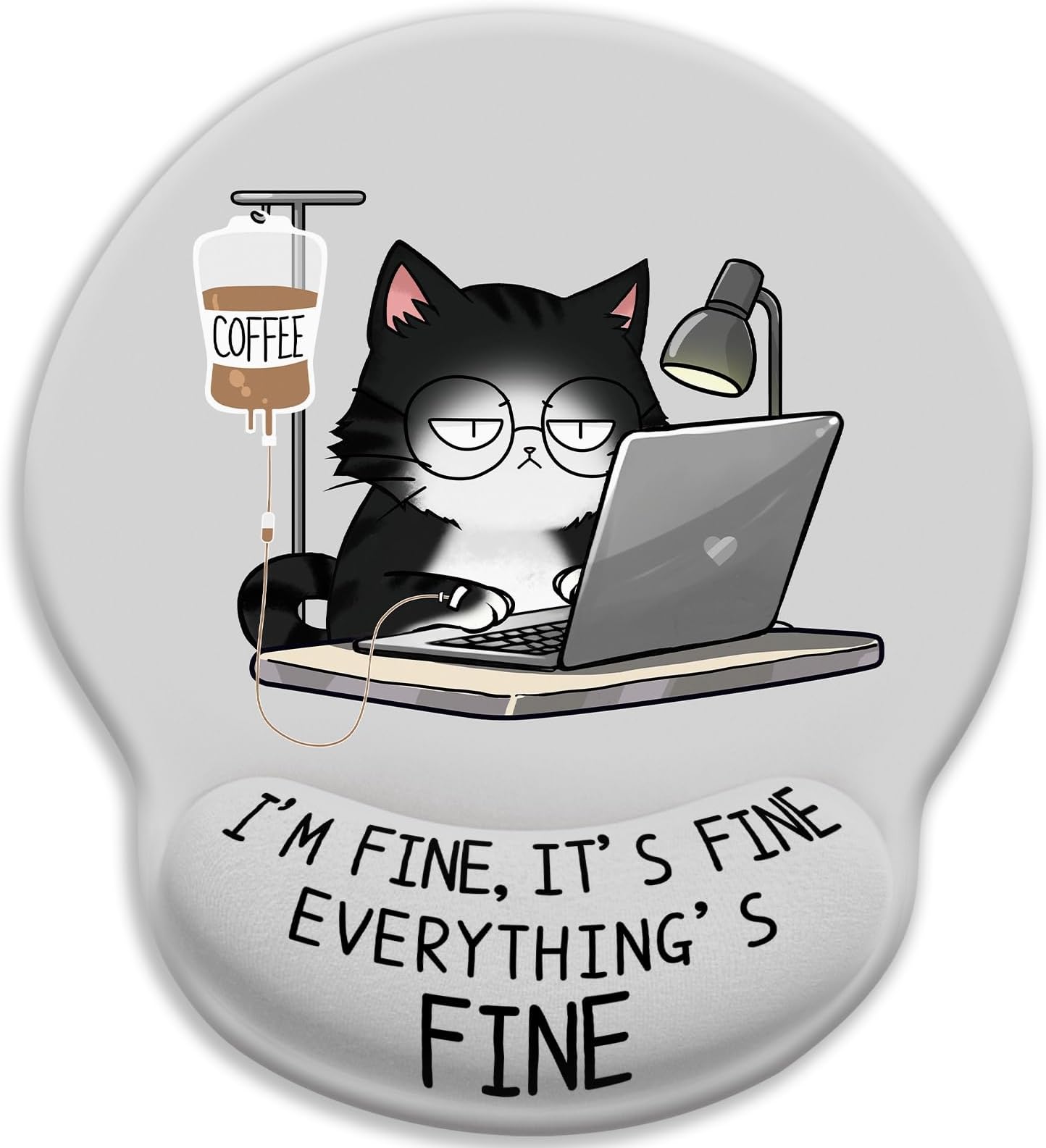 LIMKRIAN Cat Ergonomic Mouse Pad with Wrist Rest, Gaming Mouse Pad with Wrist Support, Funny Mouse Pads for Desk, Computer Mousepad with Non-Slip Pain Relief PU Base, Cute Office Desk Accessories